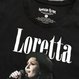 Black Graphic Women's Top Loretta Lynn T-shirt Large western singer